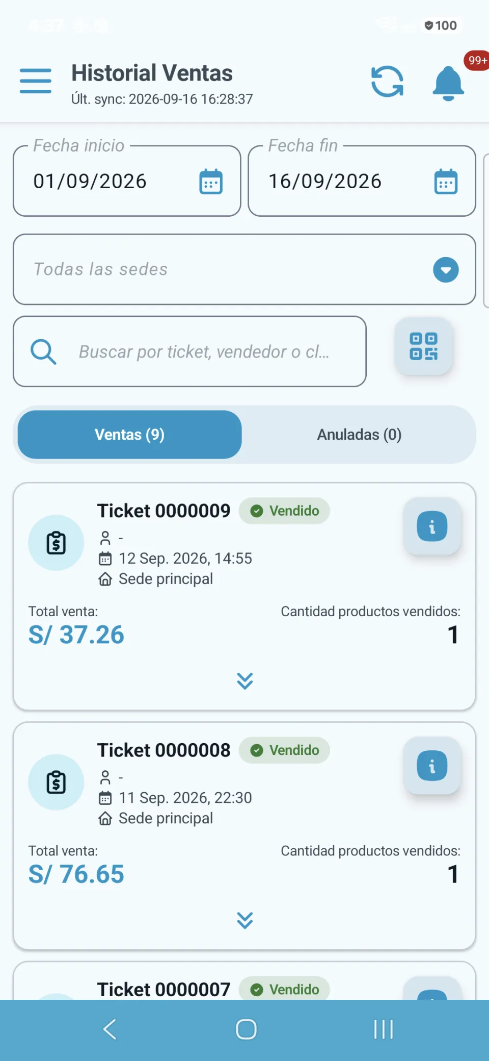 Historial de ventas
