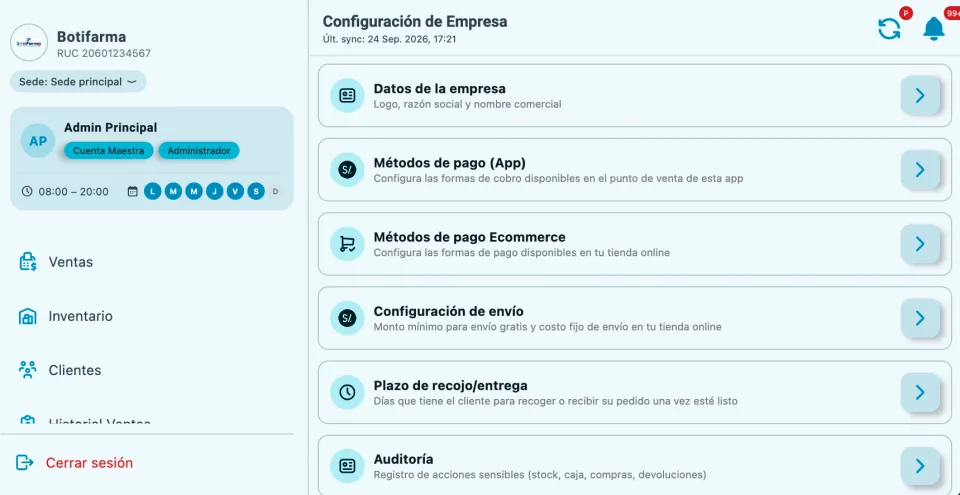 Configuración completa de tu empresa